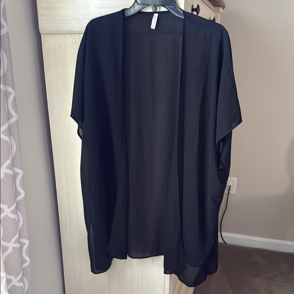 Black Sheer Kimono Style Swim Cover Up